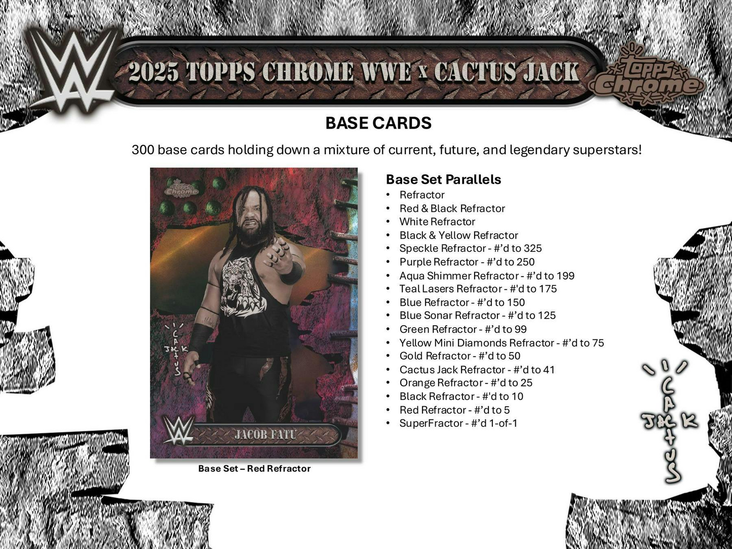 2025 Topps Chrome WWE x Cactus Jack Factory Sealed Hobby Box Booster Pack