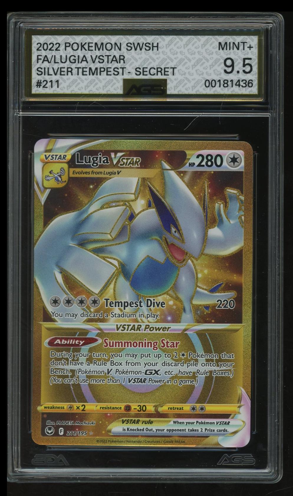 Lugia VSTAR 211/195 Full Art - Silver Tempest - AGS Mint+ 9.5