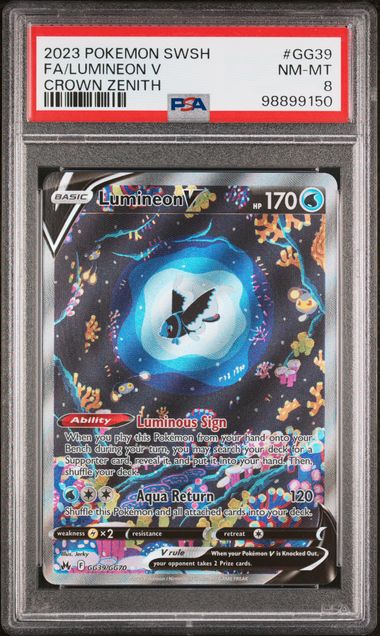 Lumineon V GG39/GG70 Illustration Rare - SWSH Crown Zenith - PSA NM-MT 8