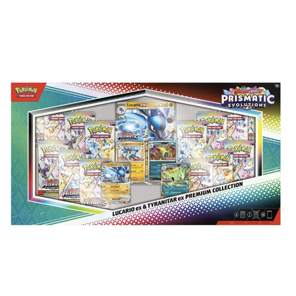 Prismatic Evolutions Lucario ex & Tyranitar ex Premium Collection Pokémon TCG *LIMIT 1*
