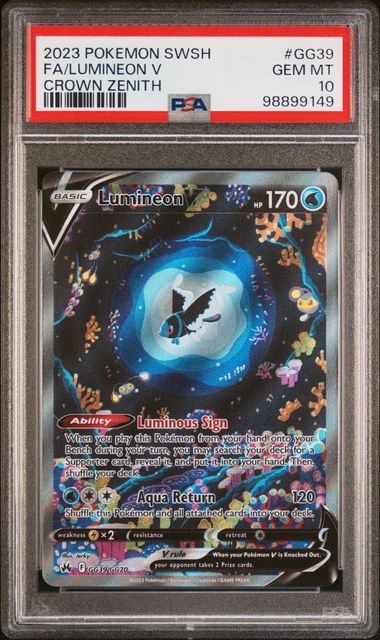 Lumineon V GG39/GG70 Illustration Rare - SWSH Crown Zenith - PSA Gem Mint 10