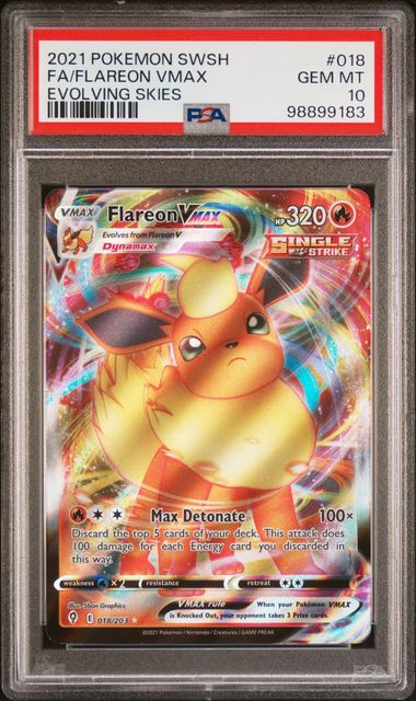 Flareon VMAX 018/203 Full Art  - SWSH Evolving Skies - PSA Gem Mint 10